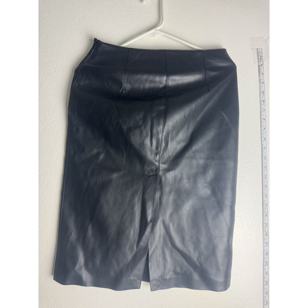 MNG  Faux Leather Pencil Midi Skirt Black Women’s Size 4